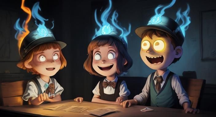 Bill Cipher Engulfed in Blue Flames Scares Mabel and Dipper