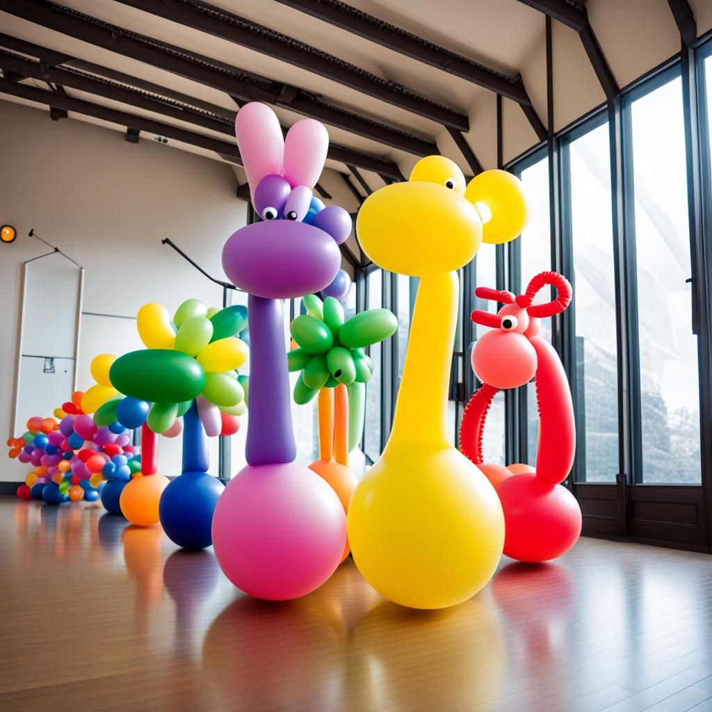 Colorful Balloon Animals Playfully Arranged