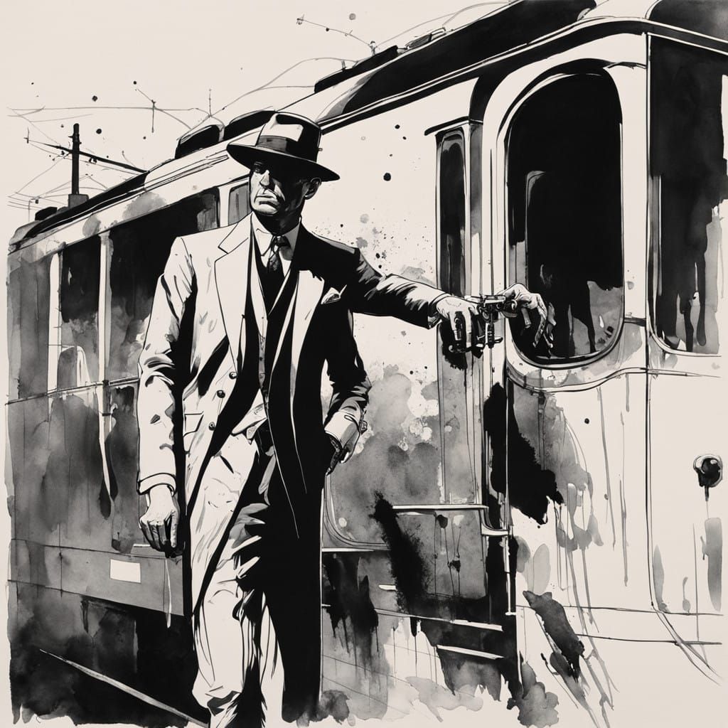 Dignified Gentleman Stands Beside Vintage Train Engine in Mo...