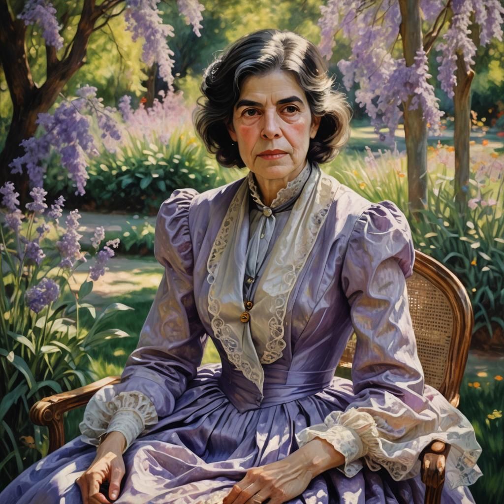 Victorian Woman in Garden: An Impressionist Portrait