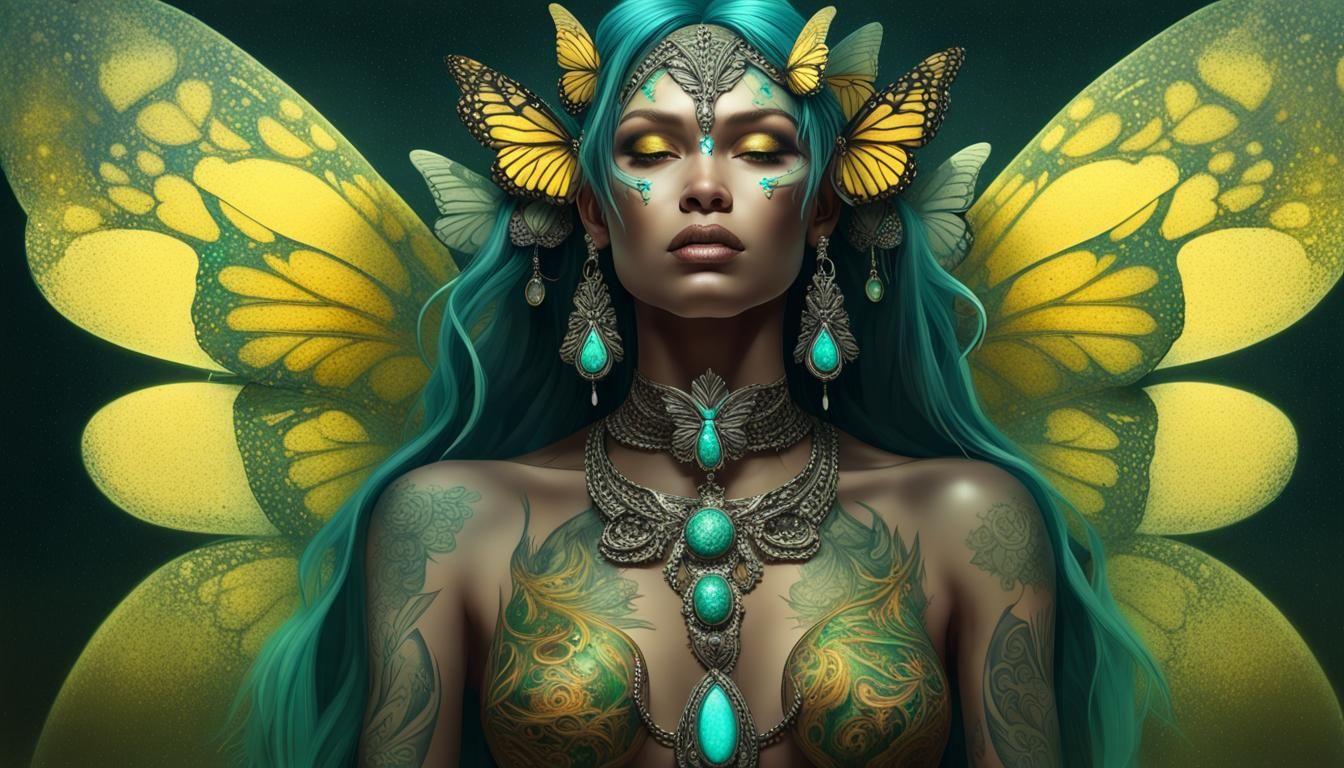 Butterfly Tattooed Shaman Angel Digital Art