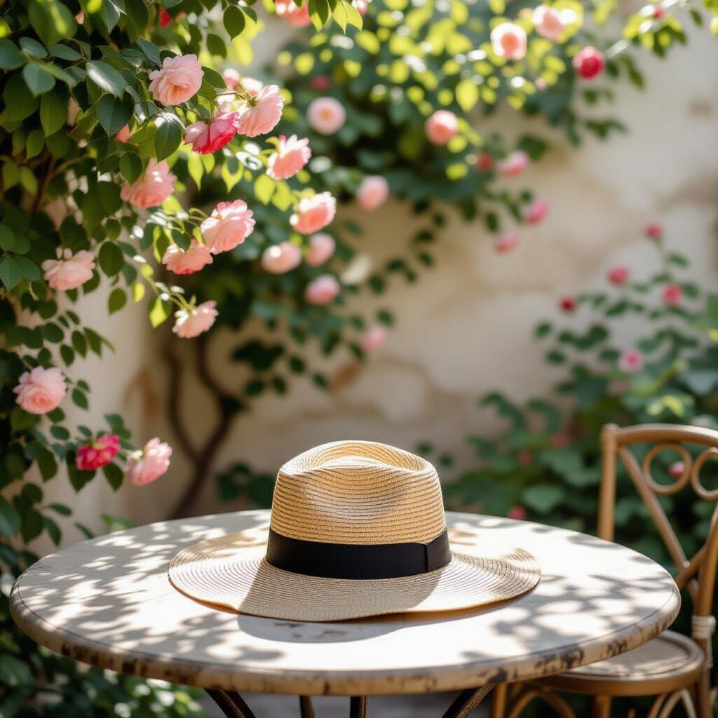 Rustic Hat Still Life in Pastel Hues