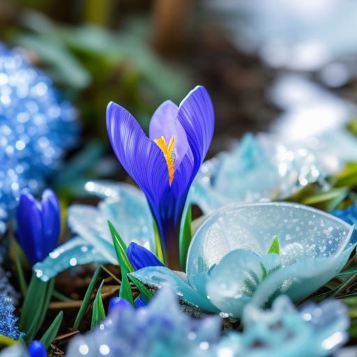 Crocuses in Early Spring: A 3D Digital Art