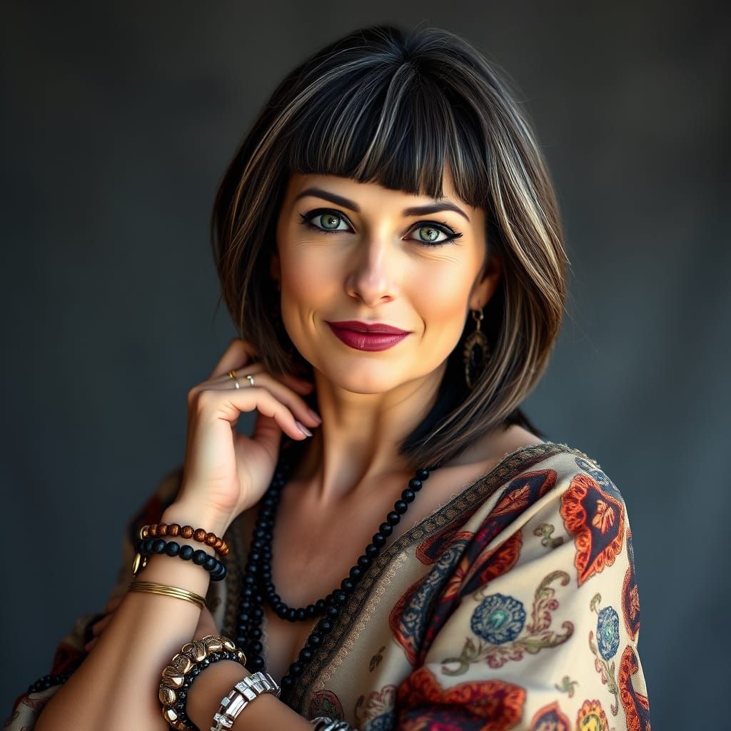 Striking Portrait of Woman with Green Eyes