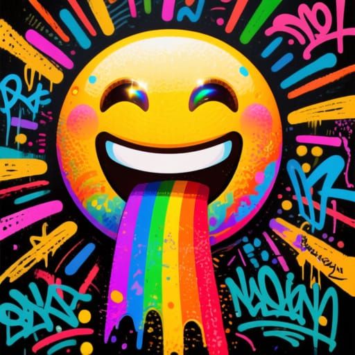 Rainbow Emoji in Graffiti Art Style