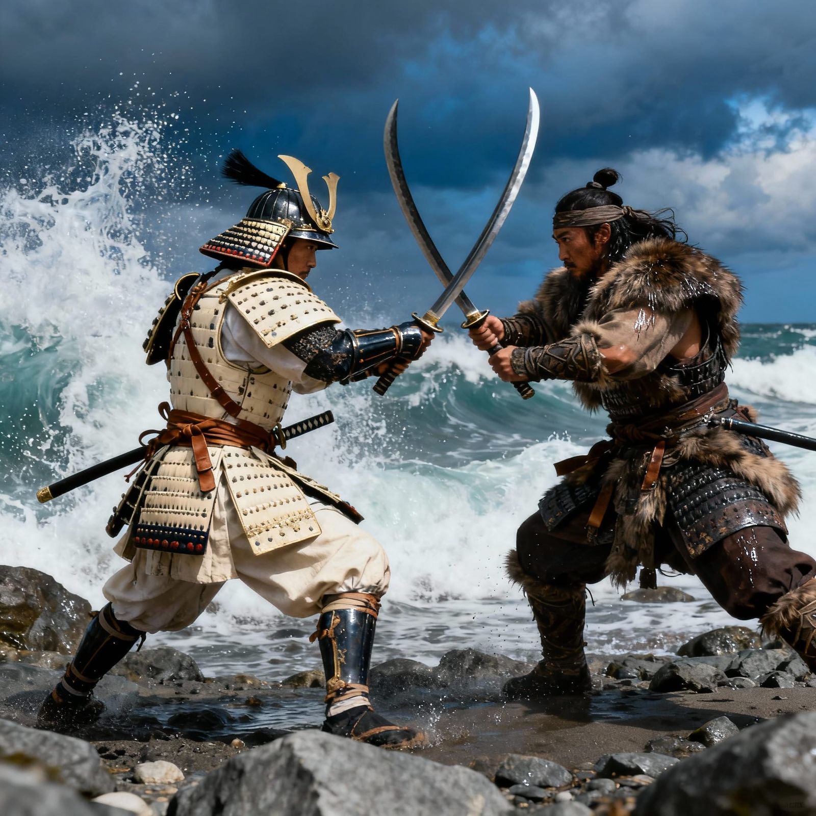 Samurai Battle Fierce Coastal Clash with Mongols