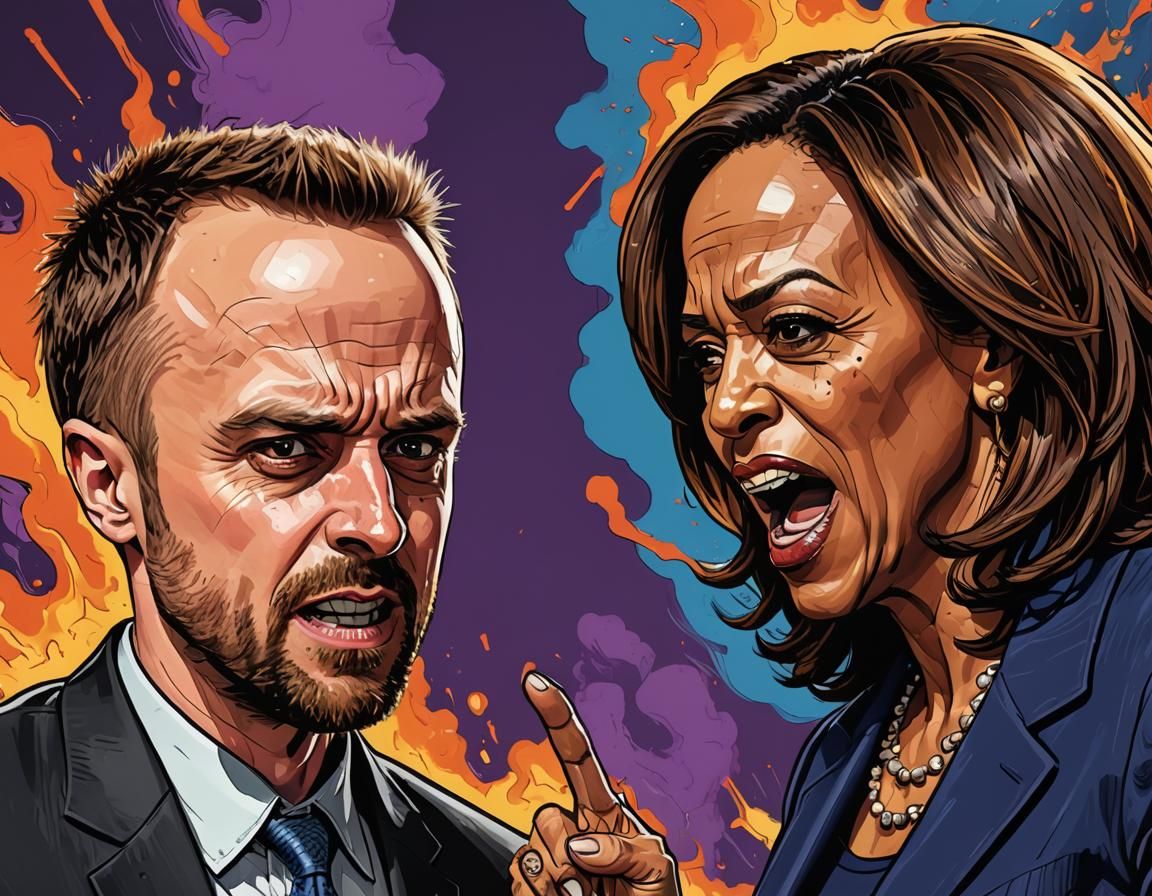 Comical Caricature: Jesse Pinkman Argues with Kamala Harris