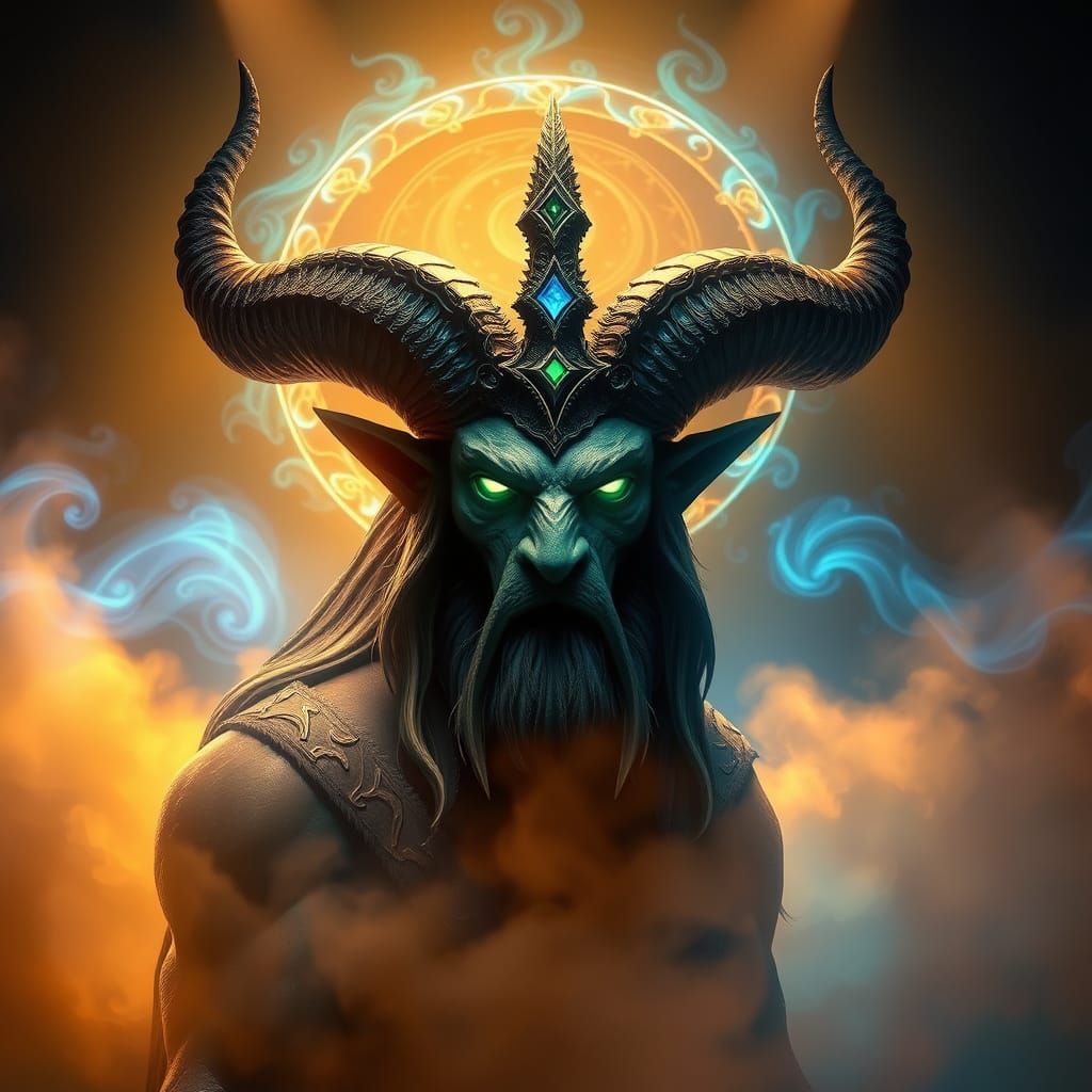 Ethereal Green Oak King in Vibrant Lights