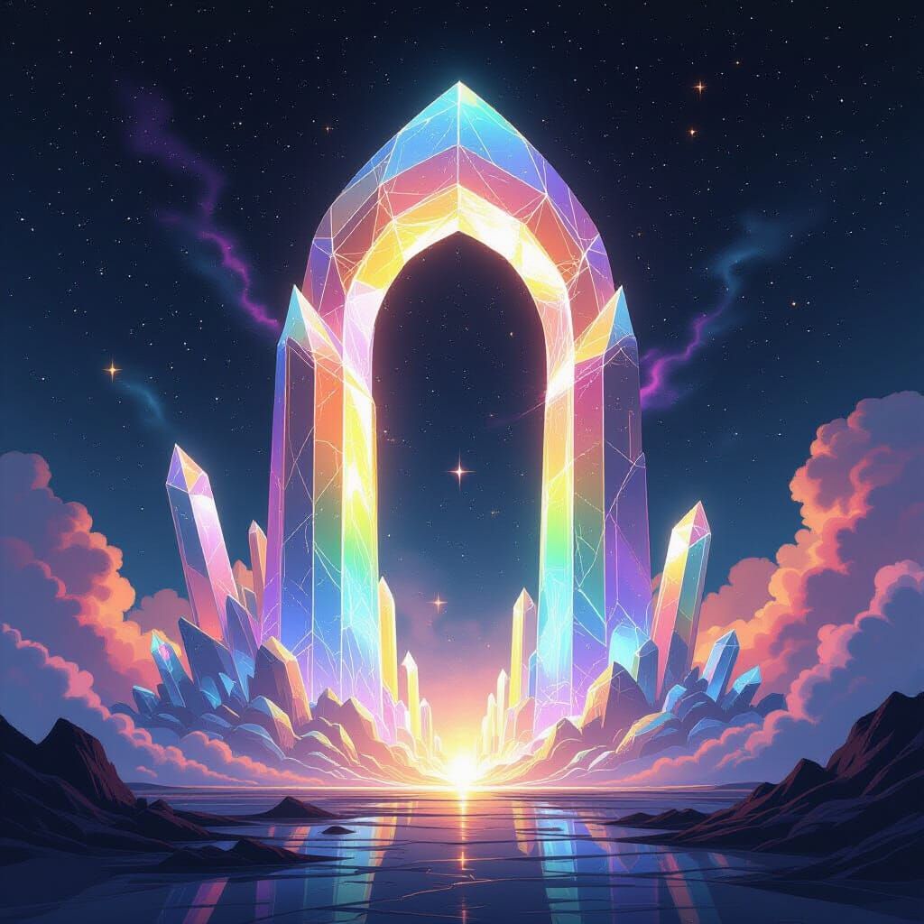 Cosmic Crystal Gateway in Anime Art Style