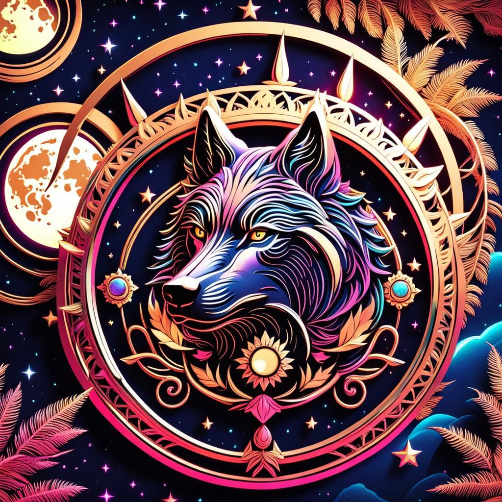 Synthwave Wolf Howling at the Neon Moon
