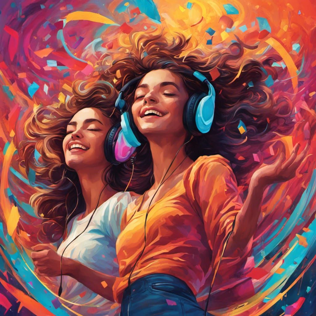 Teenagers Dancing to Music: Vibrant Splash Art