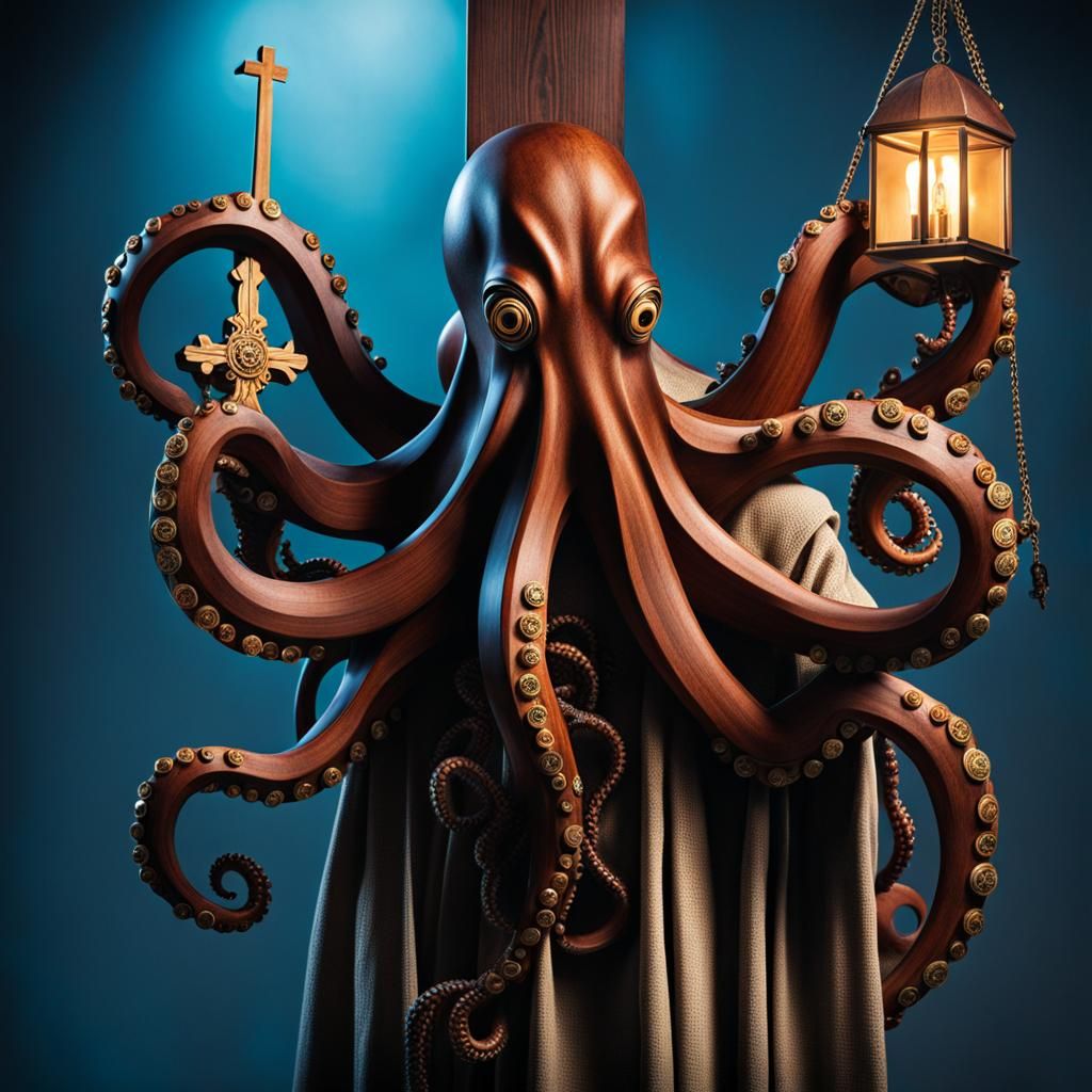 Octopus Jesus on an Eight-Armed Cross