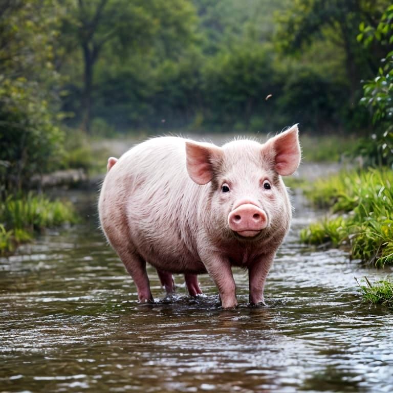 photorealistic cute Pig