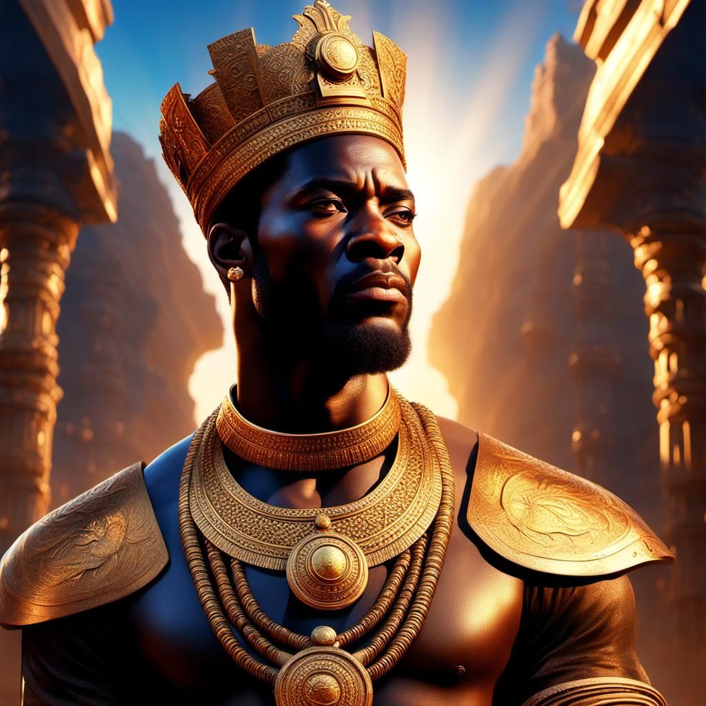 African Prince on Gold Throne: Splash Art Portrait