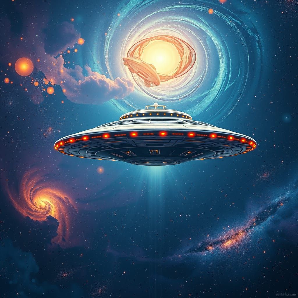 Majestic UFO in a Vibrant Star Galaxy