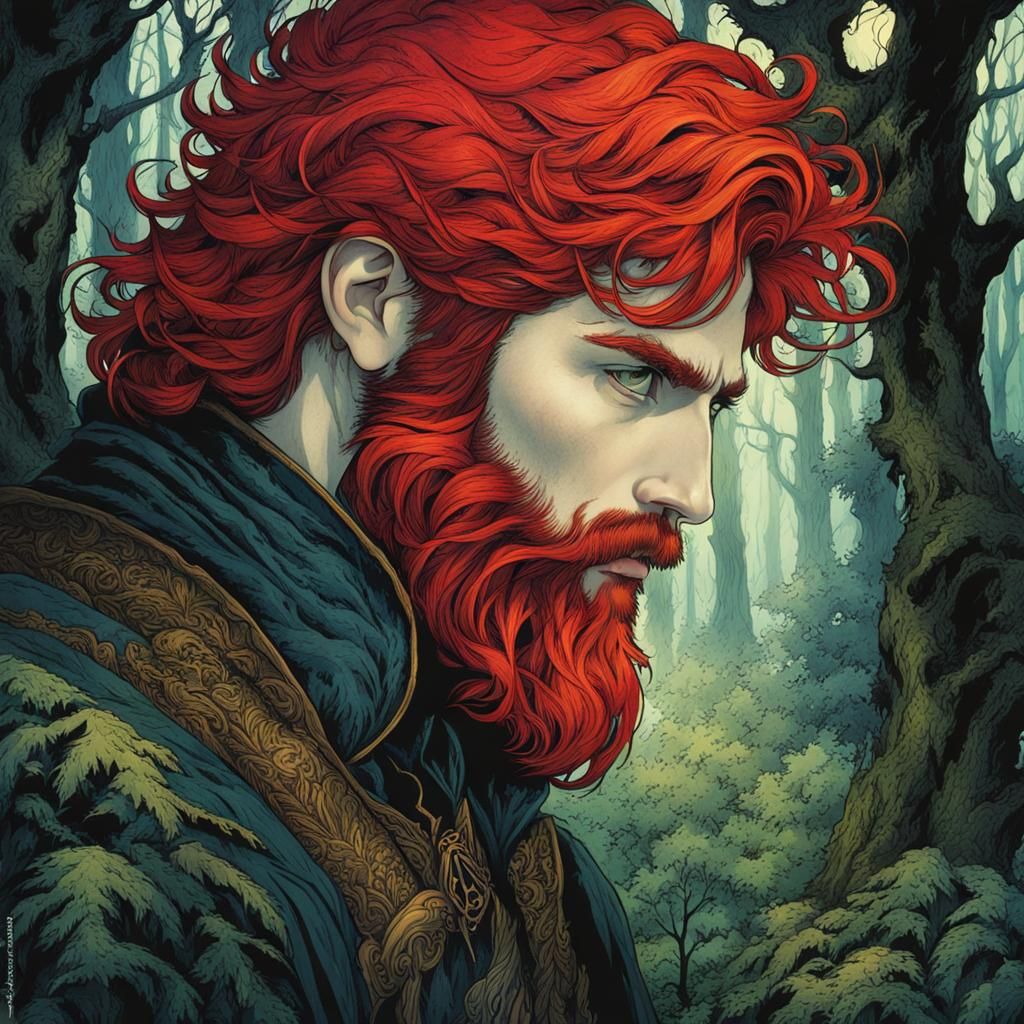 Mystical Forest Encounter in Vibrant Anime Style