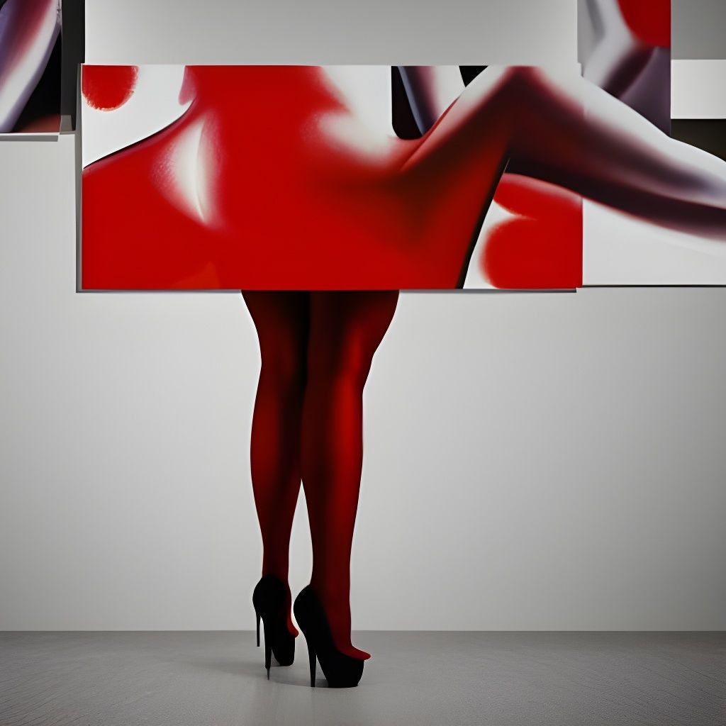 High Heels in Art Gallery Viewing Abstract Crowd