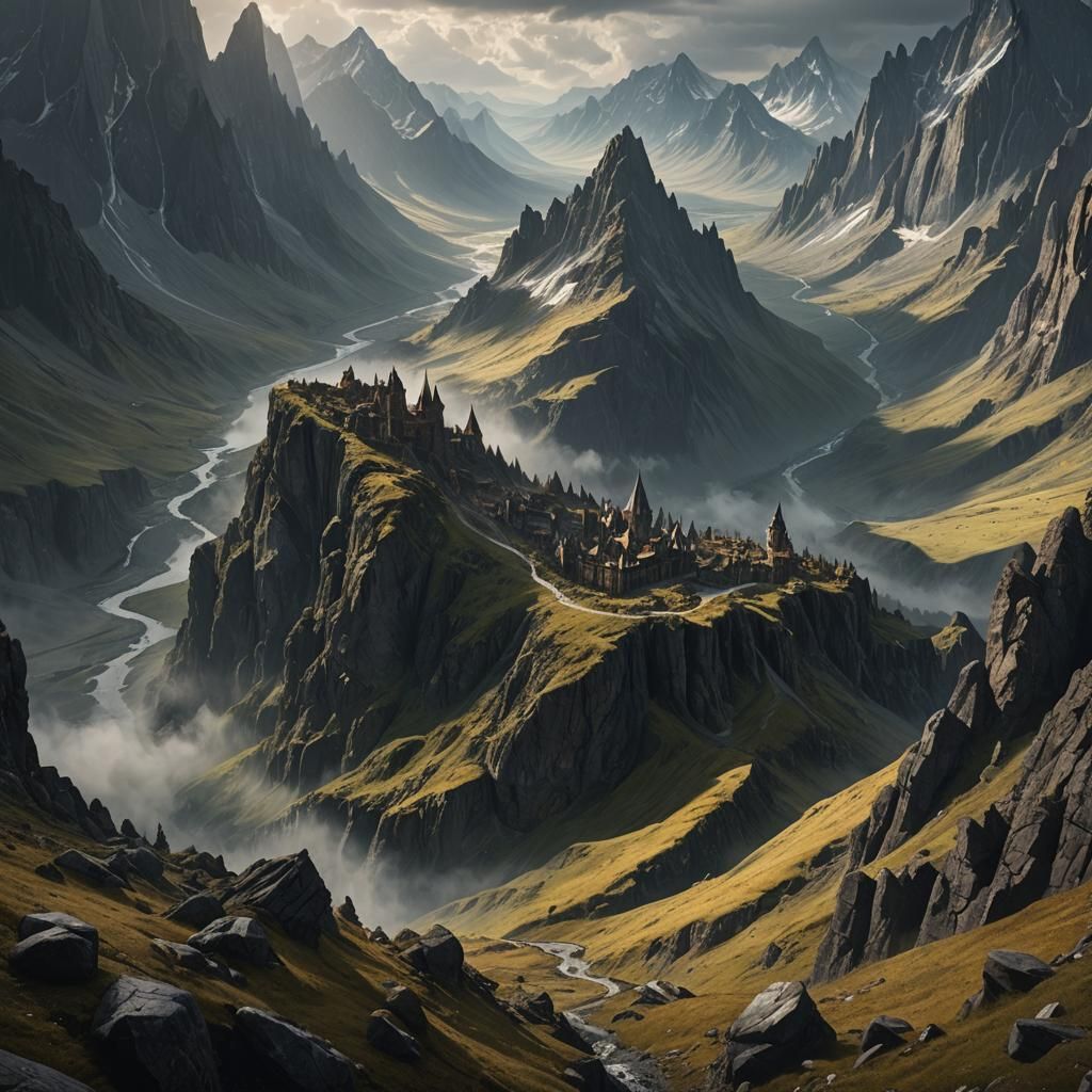 Dramatic Mountain Range Digital Matte Painting