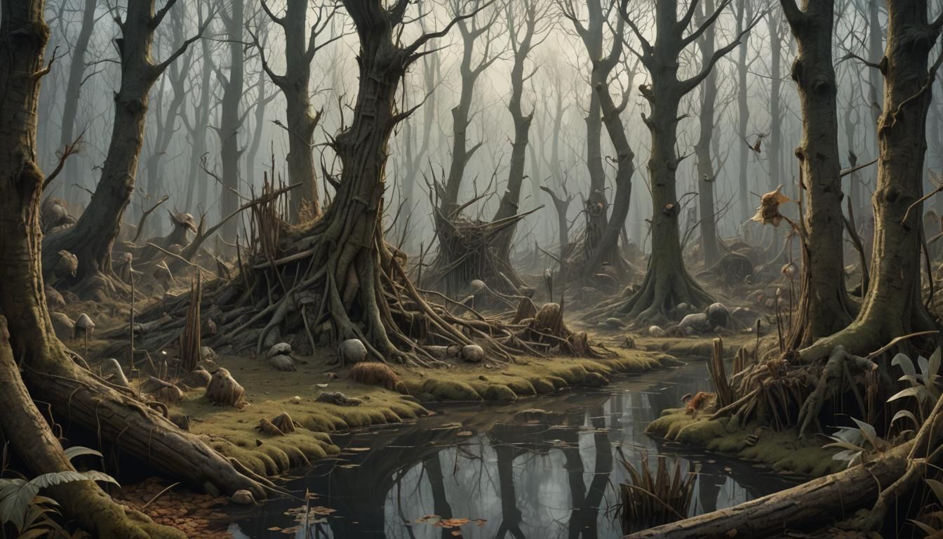 Haunted Woods: Detailed 3D Concept Art