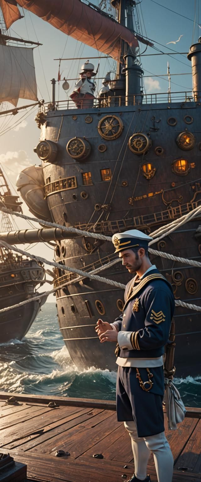 Sailor and Ship: Detailed Matte Painting