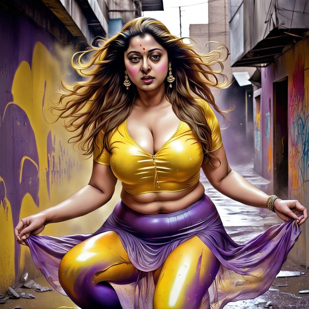 Indian Actress in Graffiti Street Art Style