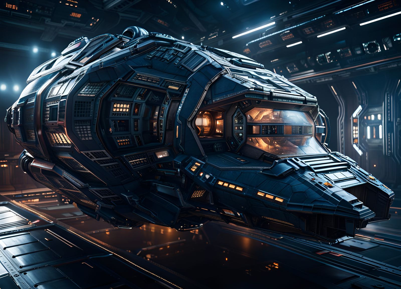 Sinister Sci-Fi Spaceship in Cel-Shaded Style
