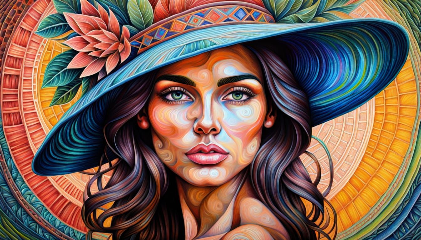 Abstract Botanical Portrait in Oil Pastel