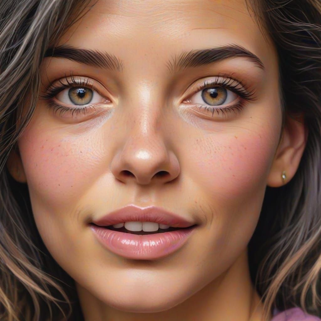 Joyful Face Portrait in Abstract Expressionism