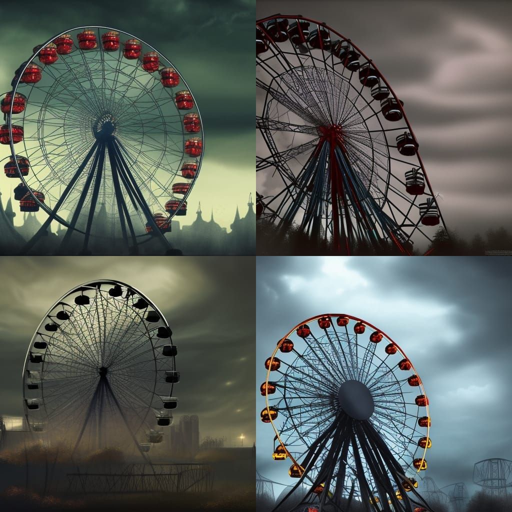 Chernobyl Ferris Wheel in Dark Fantasy Art