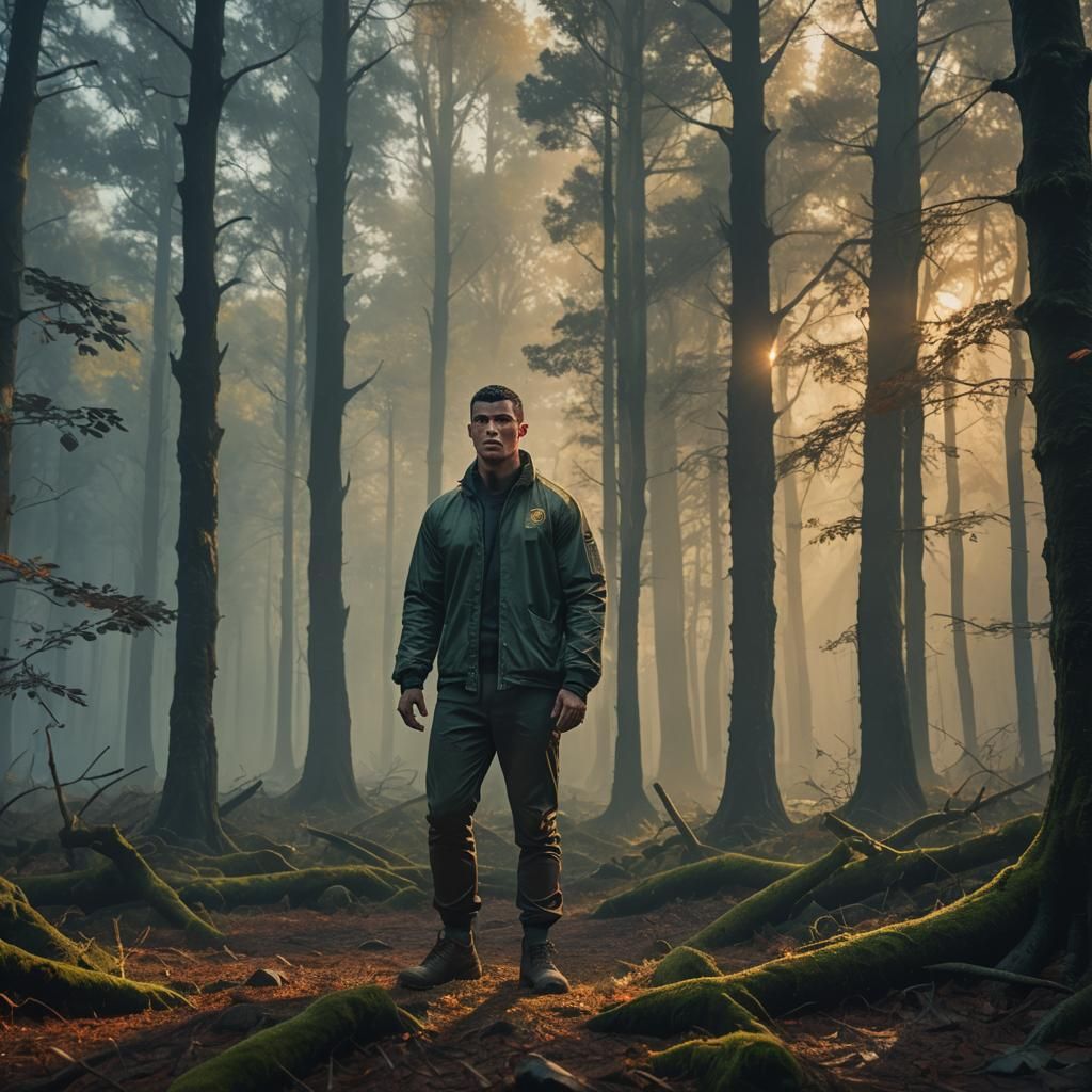 Cristiano Ronaldo in Mystical Forest Oil Painting