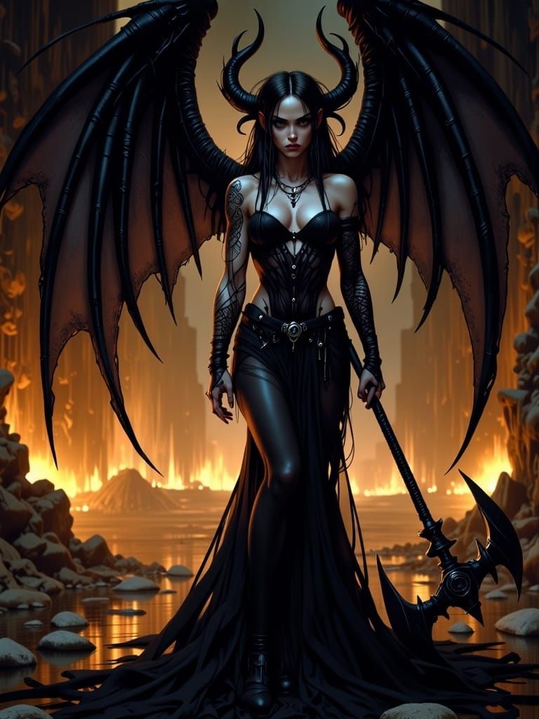 Sauron as Goth Beauty with Battle Mace