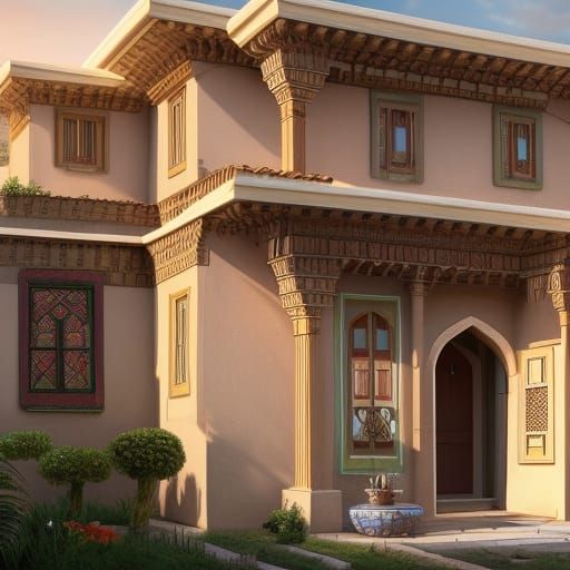 Detailed Digital Painting of a Cute Iraqi House