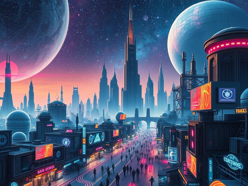 Futuristic Metropolis on Distant Alien World