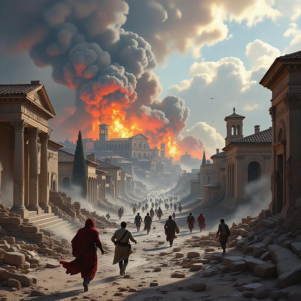 Pompeii Eruption: Ancient City in Dystopian Chaos