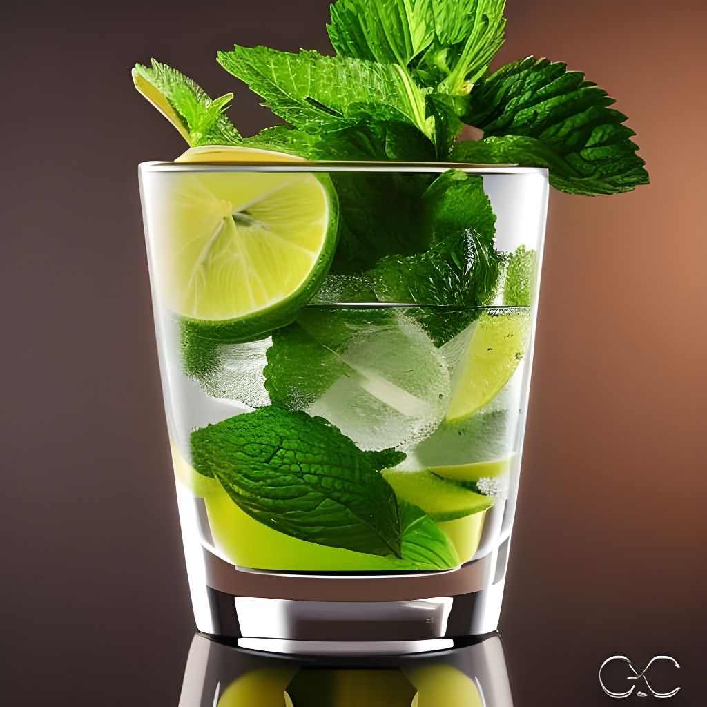 Hyperrealistic Mojito Glass: Intricate Digital Art
