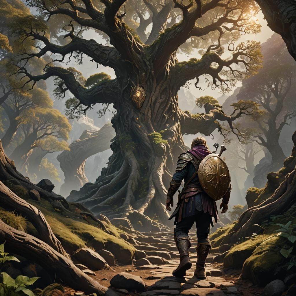 Mystical Mountain Path: Cinematic Fantasy Concept Art