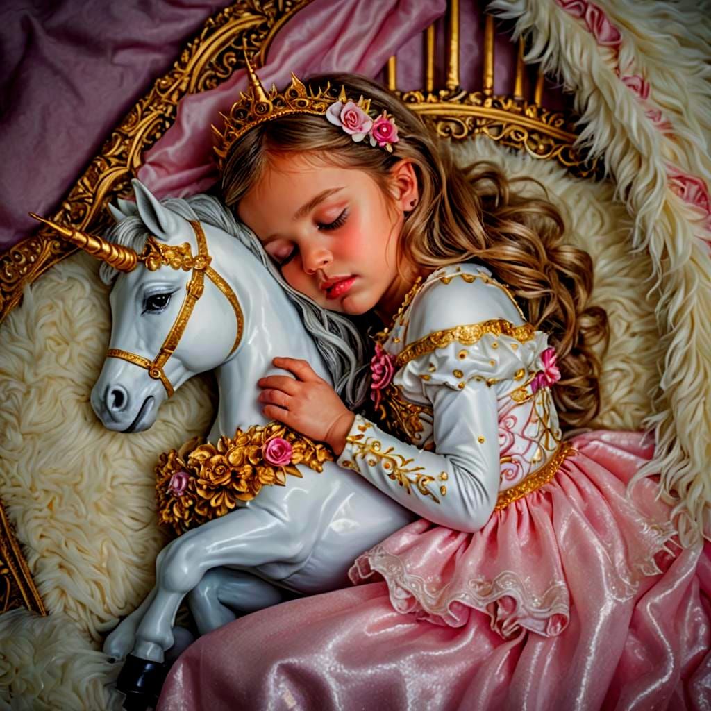 Baby Princess and Magical Unicorn in Ethereal Fantasy