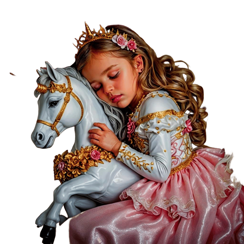 Baby Princess and Unicorn in Ethereal Fantasy Style