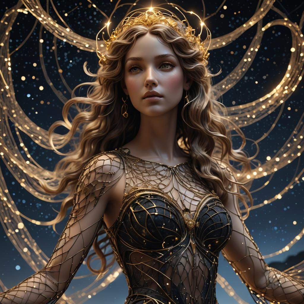 Stunning Hyper-Realistic Fantasy Sculpture amidst a Starry N...