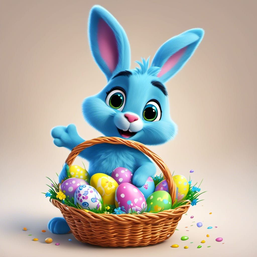 Cartoon Bluey with Easter Basket Illustration
