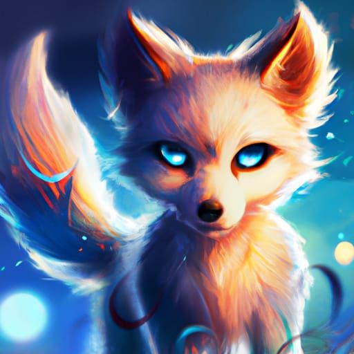 Chibi Arctic Fox Portrait in Fantasy Style