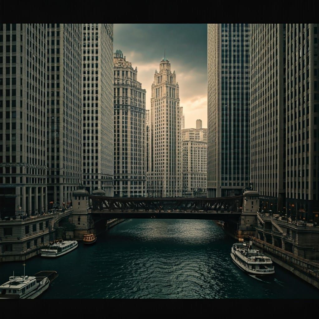 Chicago River 1929: Cinematic Film Still
