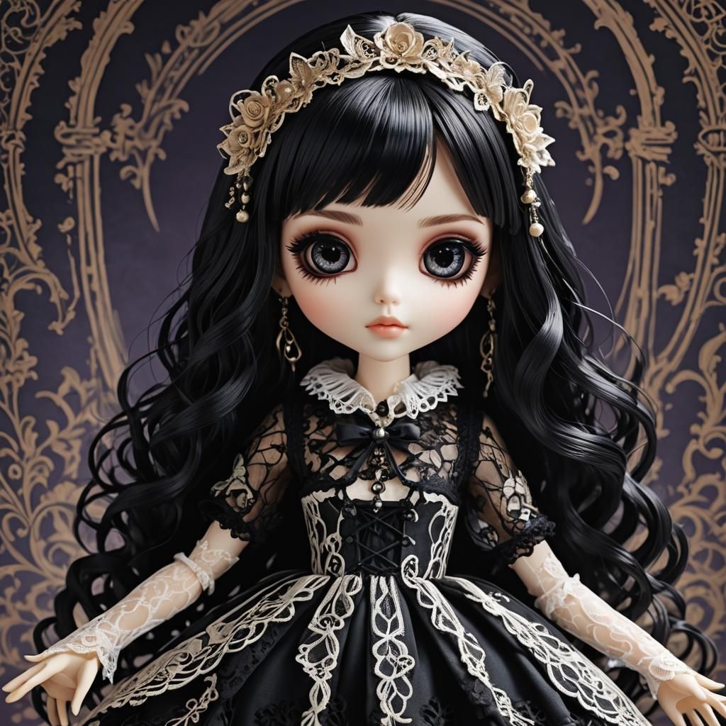 Gothic Lace Pullip Doll in Anime Style