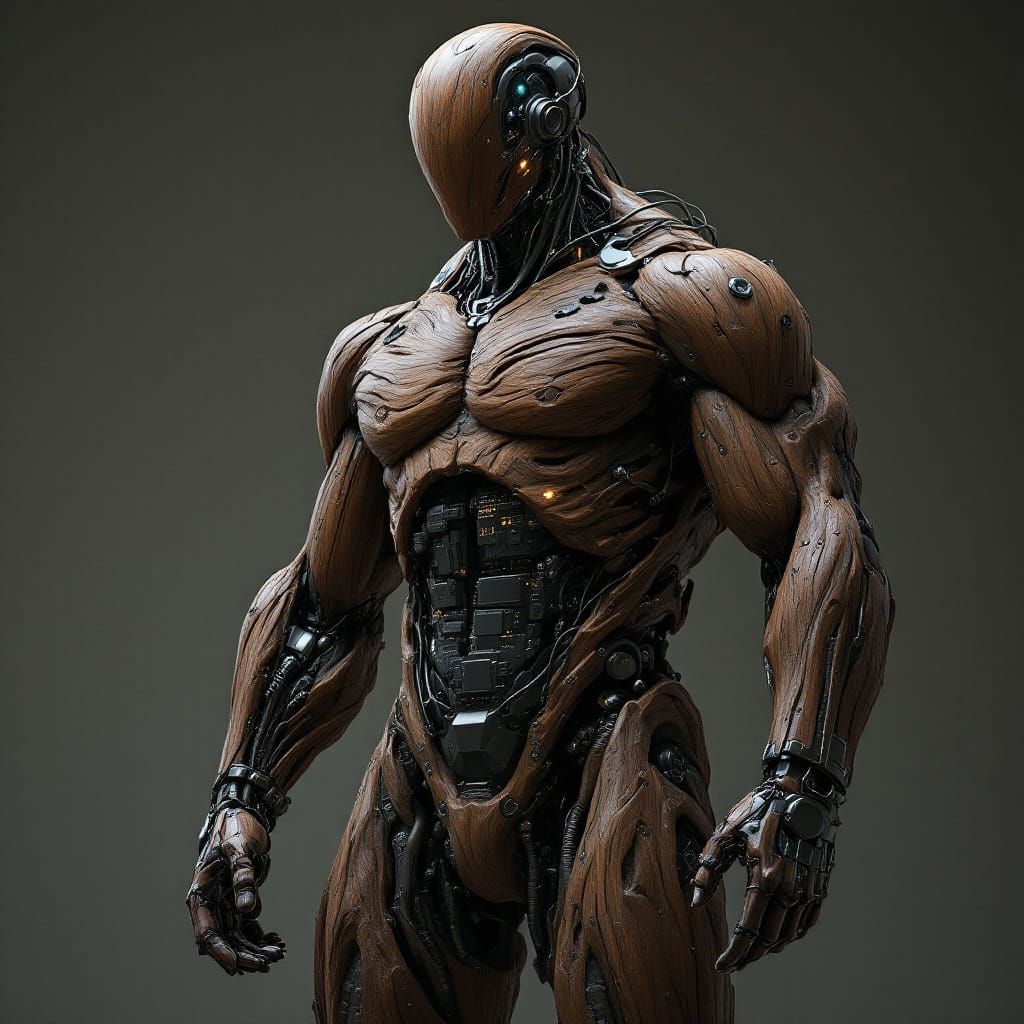A Cybernetic Humanoid of Wood and Metal