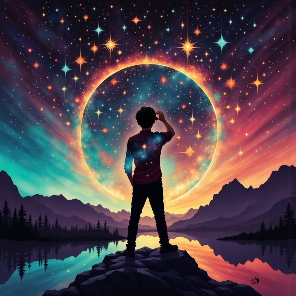 Cosmic Visitor Awaits in Vibrant, Shimmering Sky