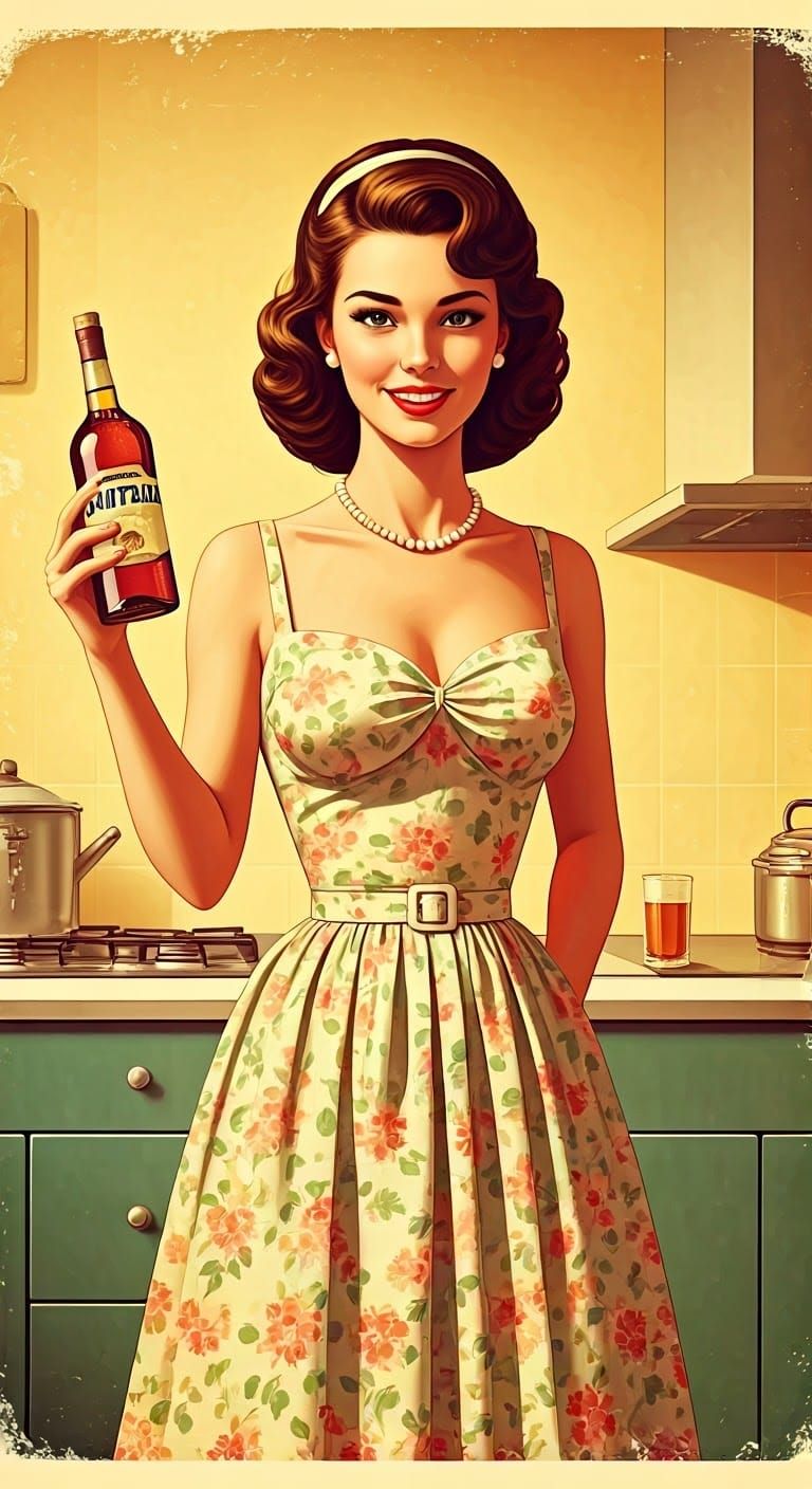 1950s Style Campari Ad with Elegant Woman
