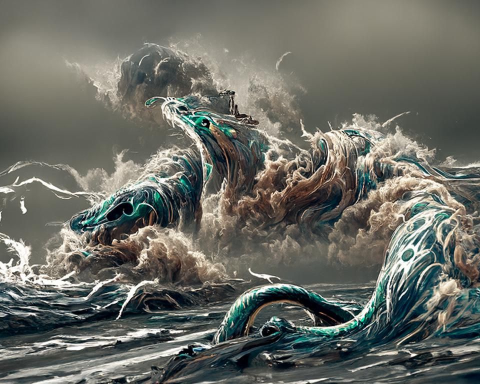 Sea Serpent Unleashes Fury in Digital Artwork