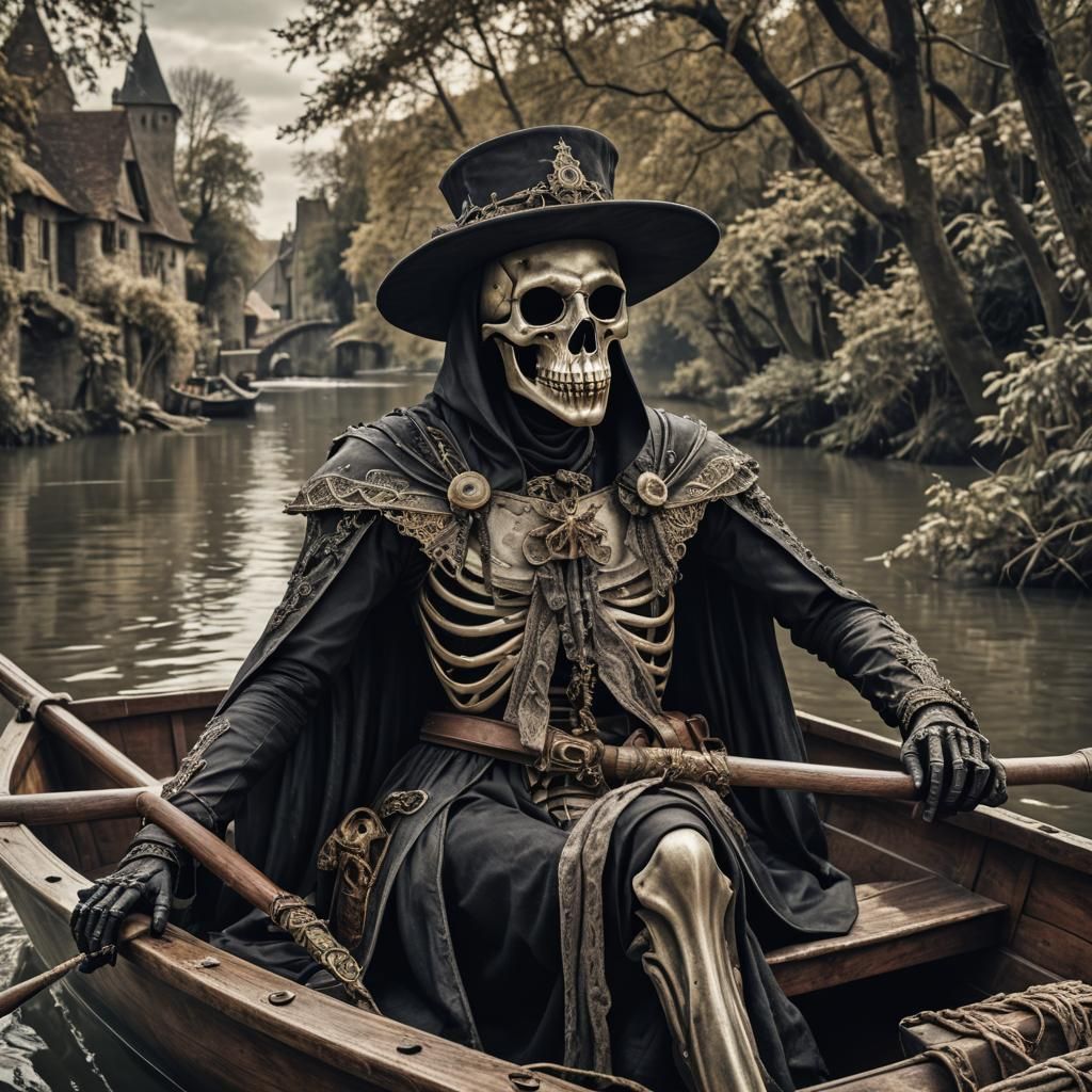 Skeleton Enjoying a boat ride
