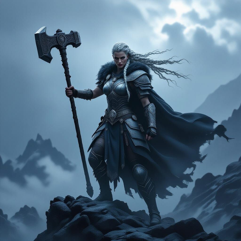 Battle Goddess on Windswept Peak: Norse Horror Style