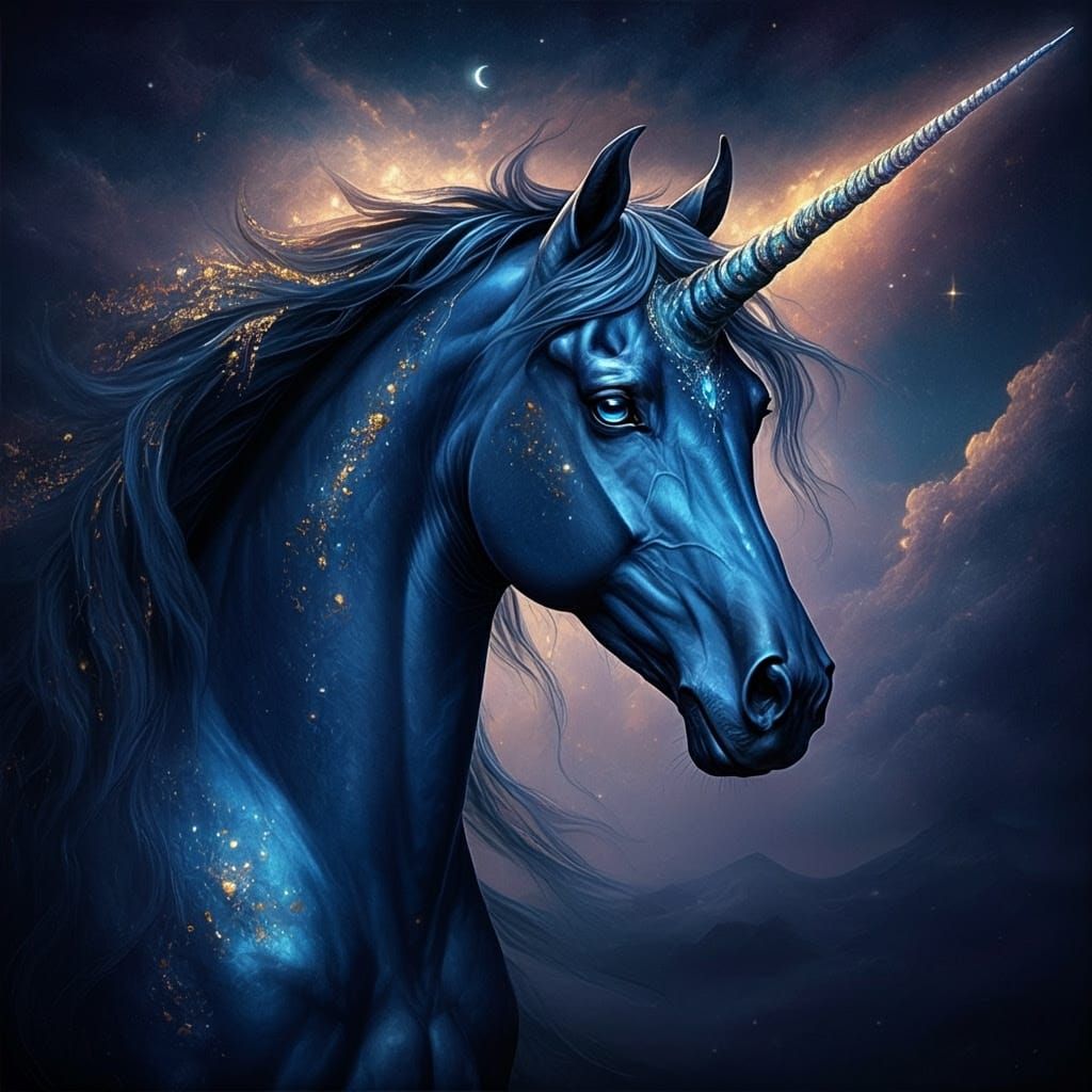 Ethereal Unicorn Under Celestial Skies